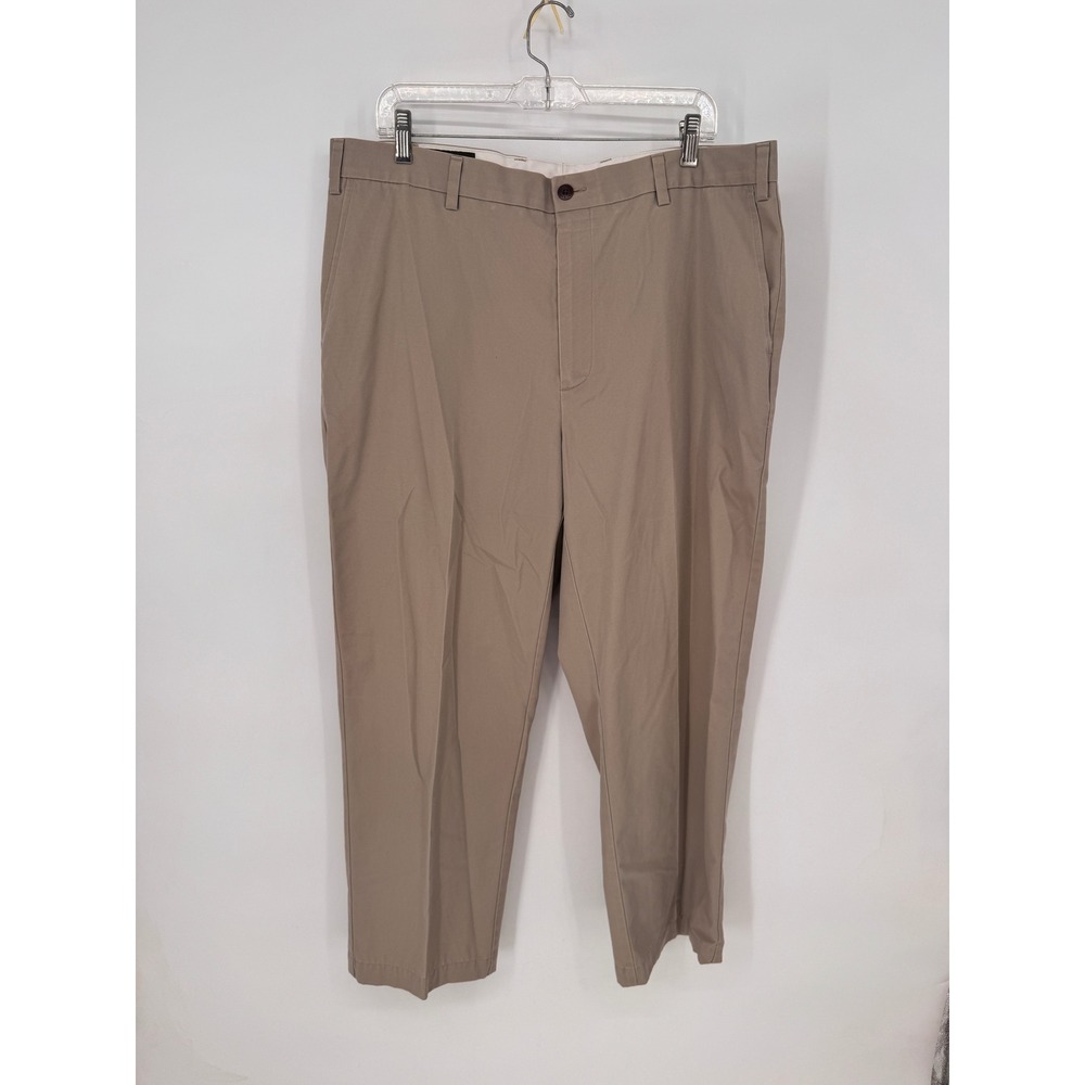 Orvis Pants Mens 38 Khaki Tan Flat Front Straight Leg Cotton Chino Trousers